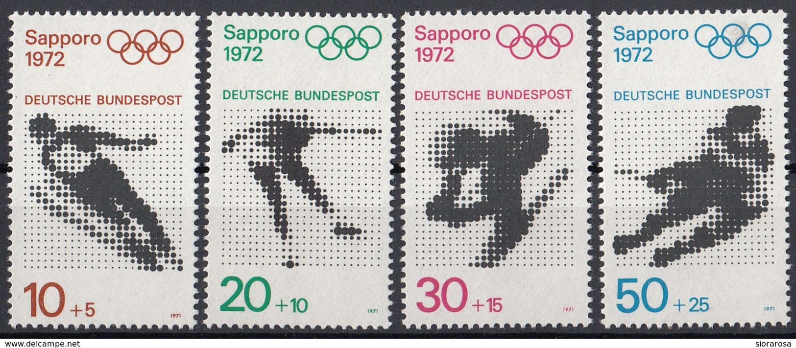 Germania 1971 Sc. B472/475 Olimpiadi Sapporo MNH Full Set Ski Jump Hockey...Germany - Inverno1972: Sapporo