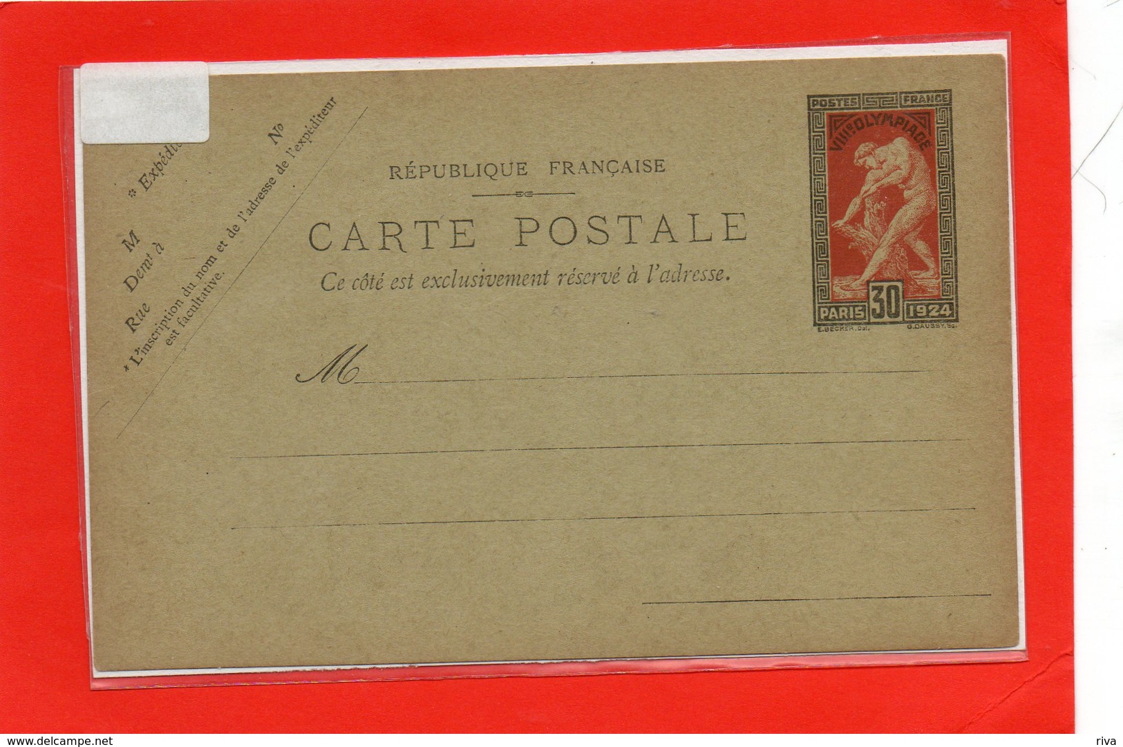 Entier Postal N° 185 ( Jeux Olympiques De PARIS 1924 Luxe *** - Collections (sans Albums)