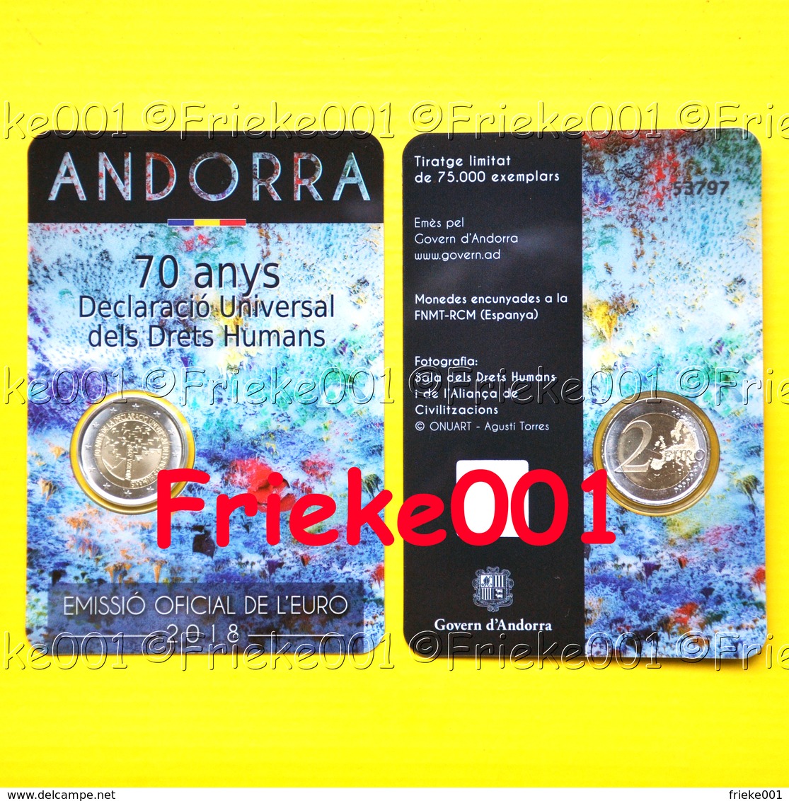 Andorra - 2 Euro 2018 Comm In Blister.(70 Jaar Mensenrechten) - Andorre