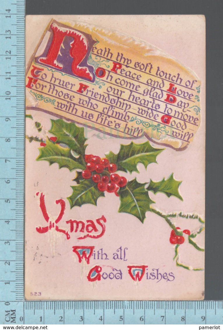 CPA - Xmas With All Good WishesEmbossed, Peace And Love  - Cover: Lisbon N.H. 1912 With USA Stamp - Autres & Non Classés