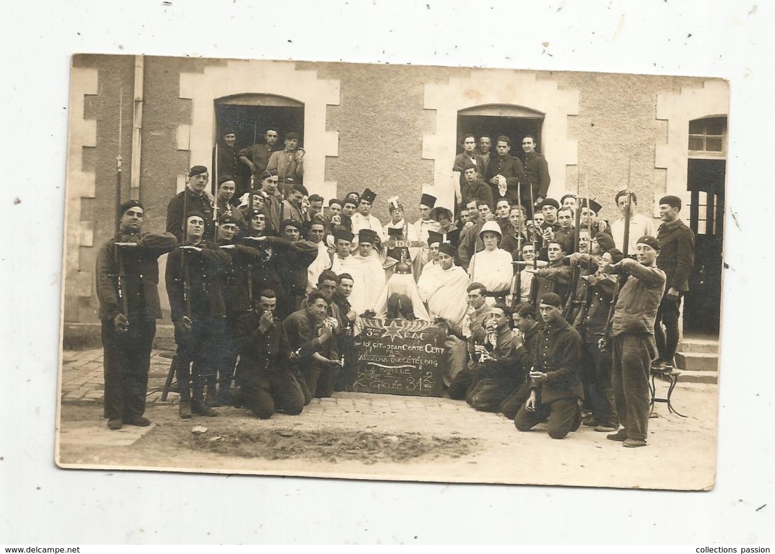 Cp , Carte Photo , Militaria ,militaires Du 3 éme R.A.C. ,PERE CENT , 1931/2 , Vierge - Personnages