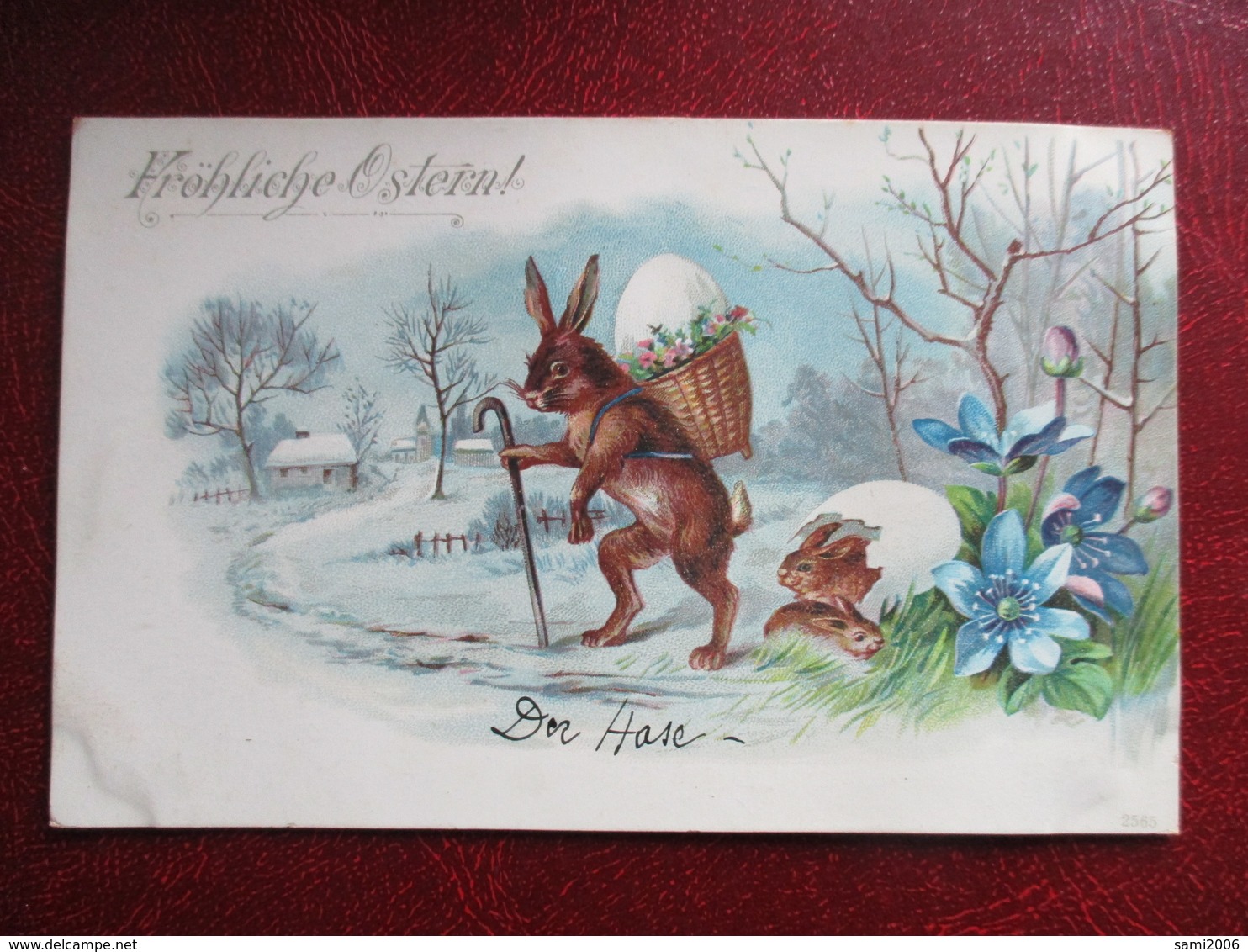 CPA ILLUSTREE ALLEMANDE  JOYEUSES PAQUES  FROHLICHE  OSTERN  OEUFS  LAPINS - Pâques