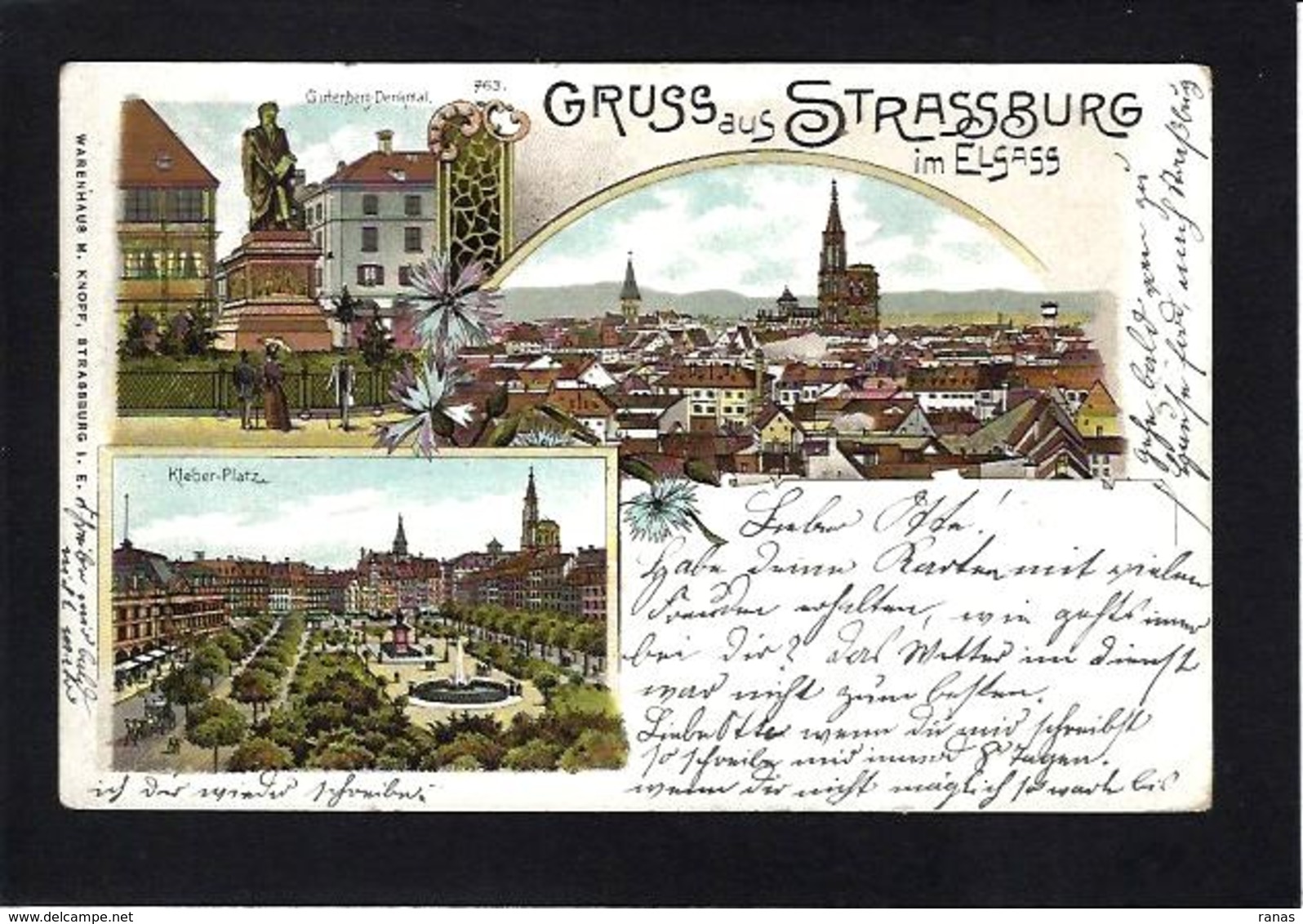 CPA Bas Rhin 67 Strasbourg Gruss Précurseur Circulé Litho - Strasbourg