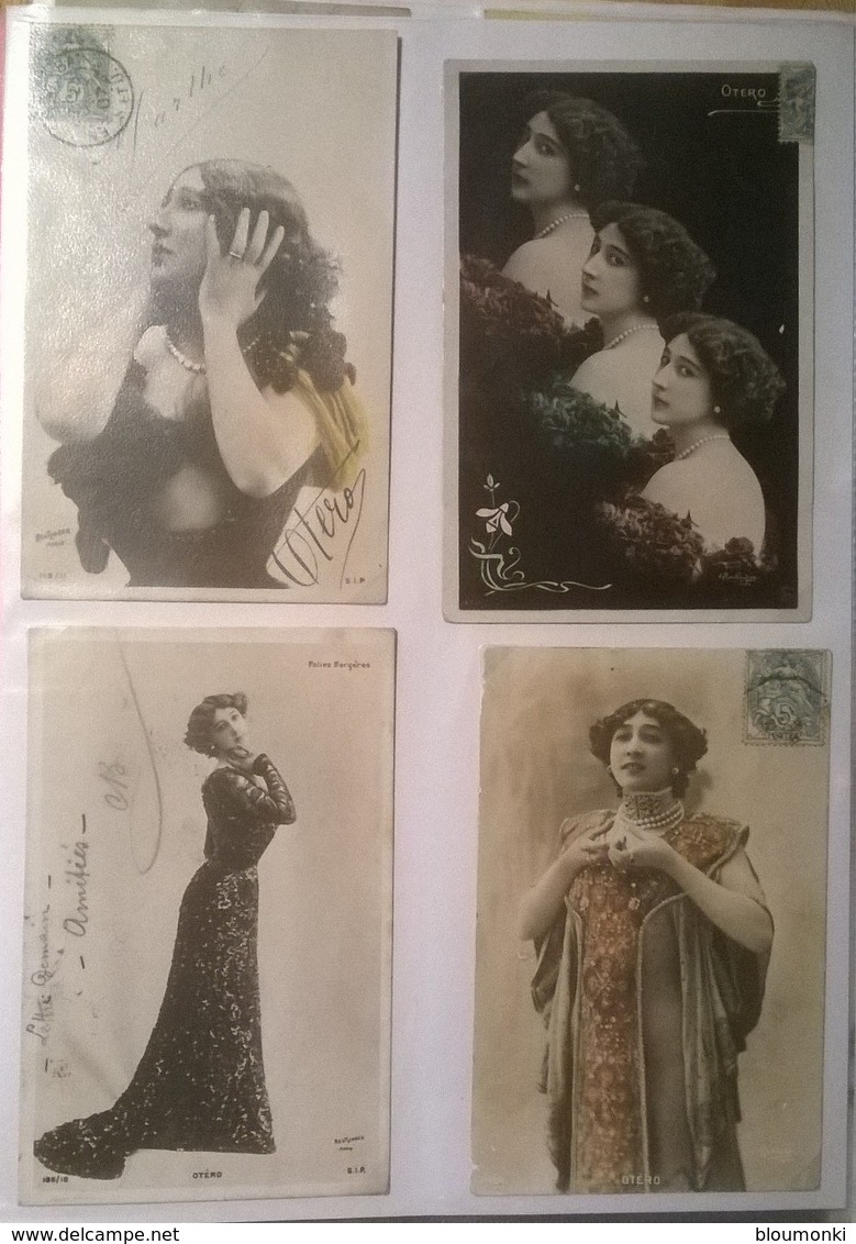 Lot De 4 Cartes Postales Anciennes / OTERO /hb - Femmes Célèbres