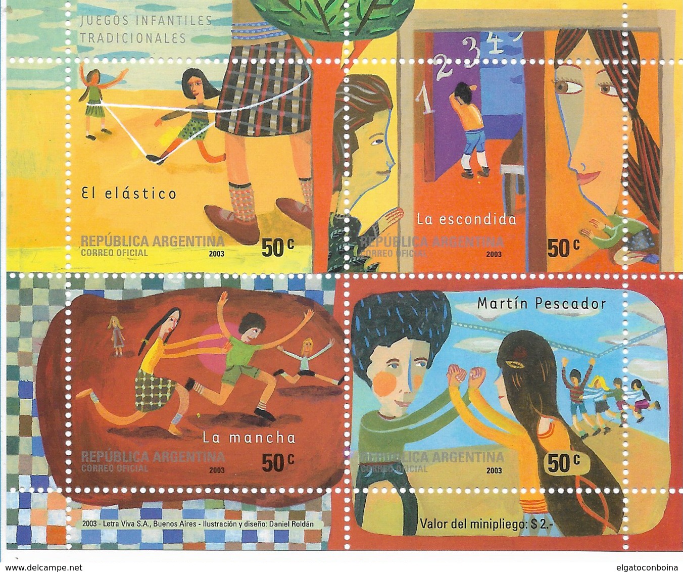 ARGENTINA 2003 TRADITIONAL GAMES, CHILDREN, MINIATURE SHEET, 4 VALUES MICHEL BL 79 SCOTT 2247 - Neufs