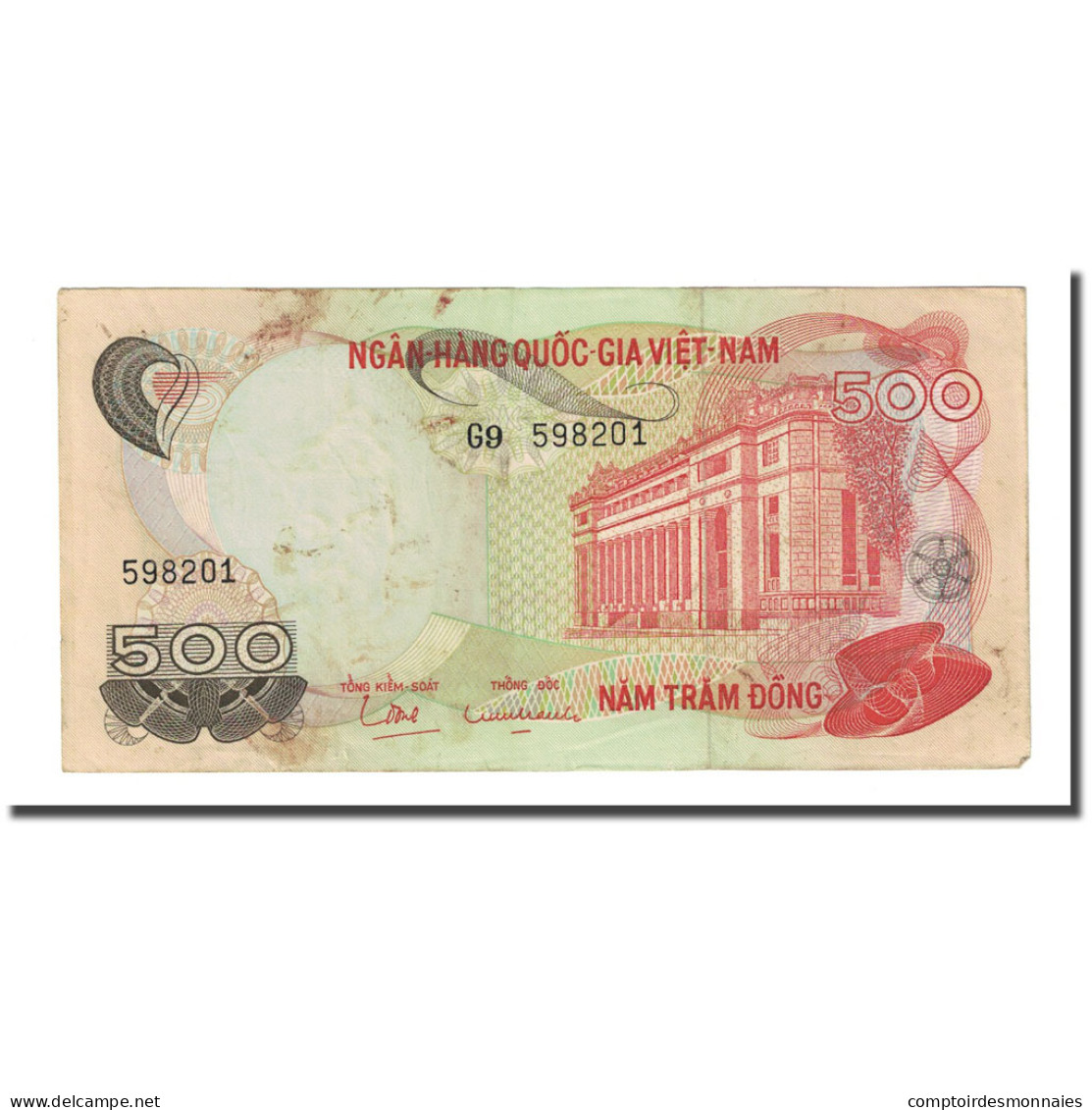 Billet, South Viet Nam, 500 D<ox>ng, Undated (1970), KM:28a, TB - Viêt-Nam