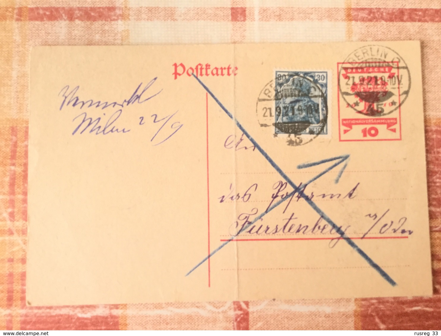 FL2849 Deutsches Reich Ganzsache Stationery Entier Postal P 115 Von Berlin Nach Fürstenberg/Oder - Sonstige & Ohne Zuordnung