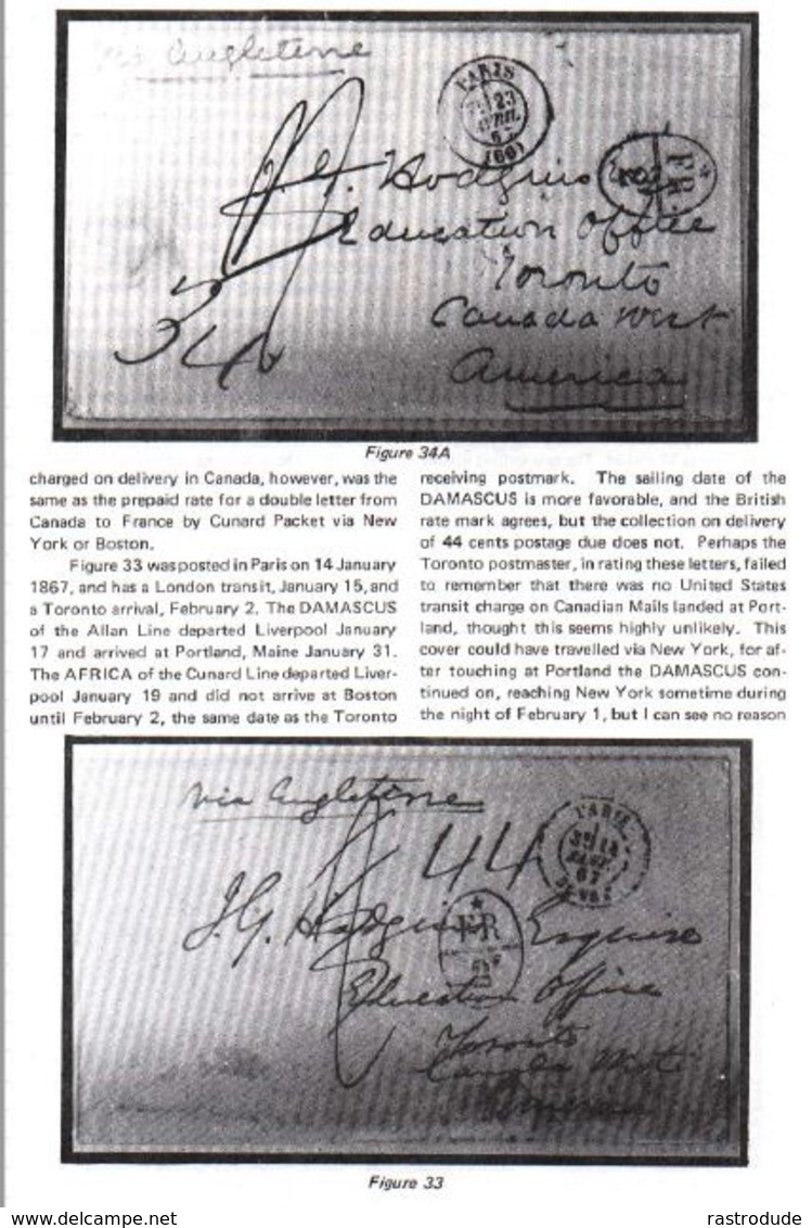 1867 Letter - PARIS To TORONTO,CANADA - INCORRECTLY CHARGED - BNA TOPIC - 1849-1876: Classic Period