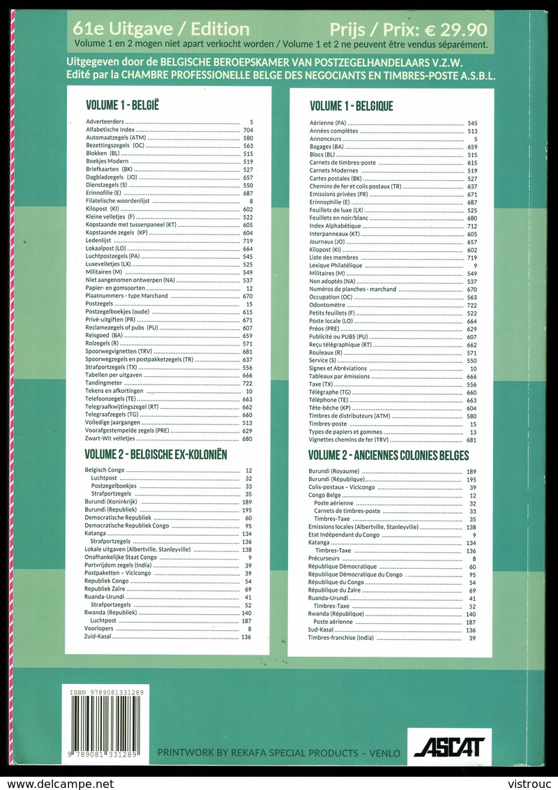 Catalogue C.O.B. 2016: Tome II: Anciennes Colonies Belges: Congo, Rép. Rwandaise, Katanga...Table Des Matières En Scan 3 - Autres & Non Classés