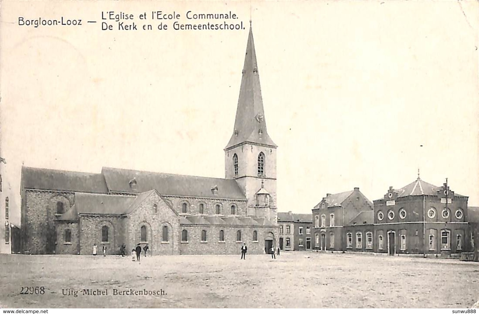 Borgloon-Looz - De Kerk En De Gemeenteschool (UItg. Michel Berckenbosch, Feldpost 1914) - Borgloon