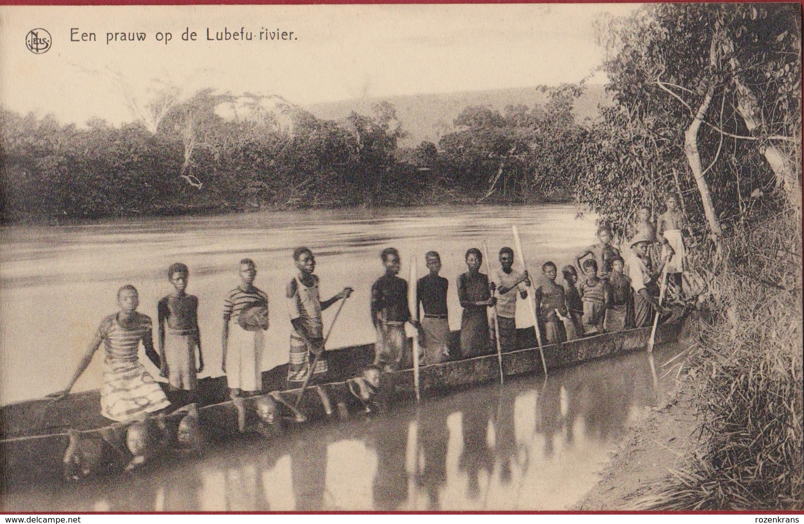 Belgisch Congo Belge Kasai Indigenes Lubefu Rivier Riviere Prauw Pirogue Ethnique Ethnic Tribe Tribu Afrique Africa - Belgian Congo