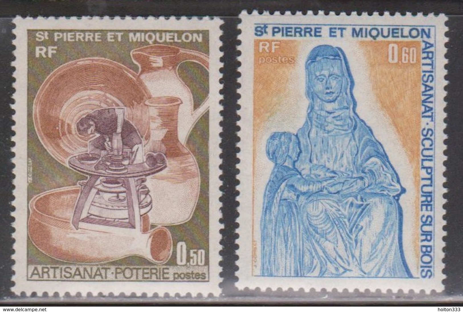 ST PIERRE & MIQUELON Scott # 441-2 Mint NH - Local Handicrafts - Unused Stamps