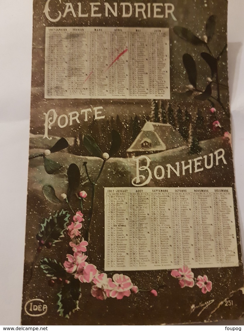 CPA CALENDRIER 1917 PORTE BONHEUR - Otros & Sin Clasificación