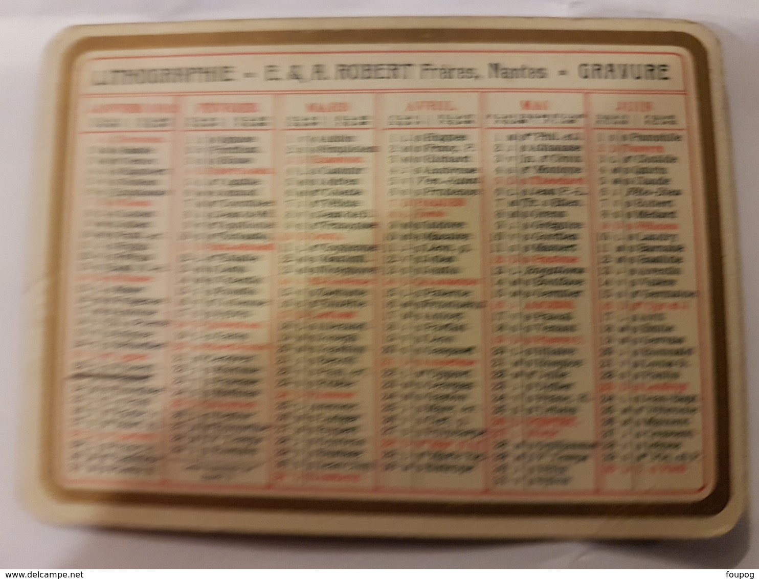 CALENDRIER 1912 IMPRIMERIE ROBERT FRERES - Petit Format : 1901-20