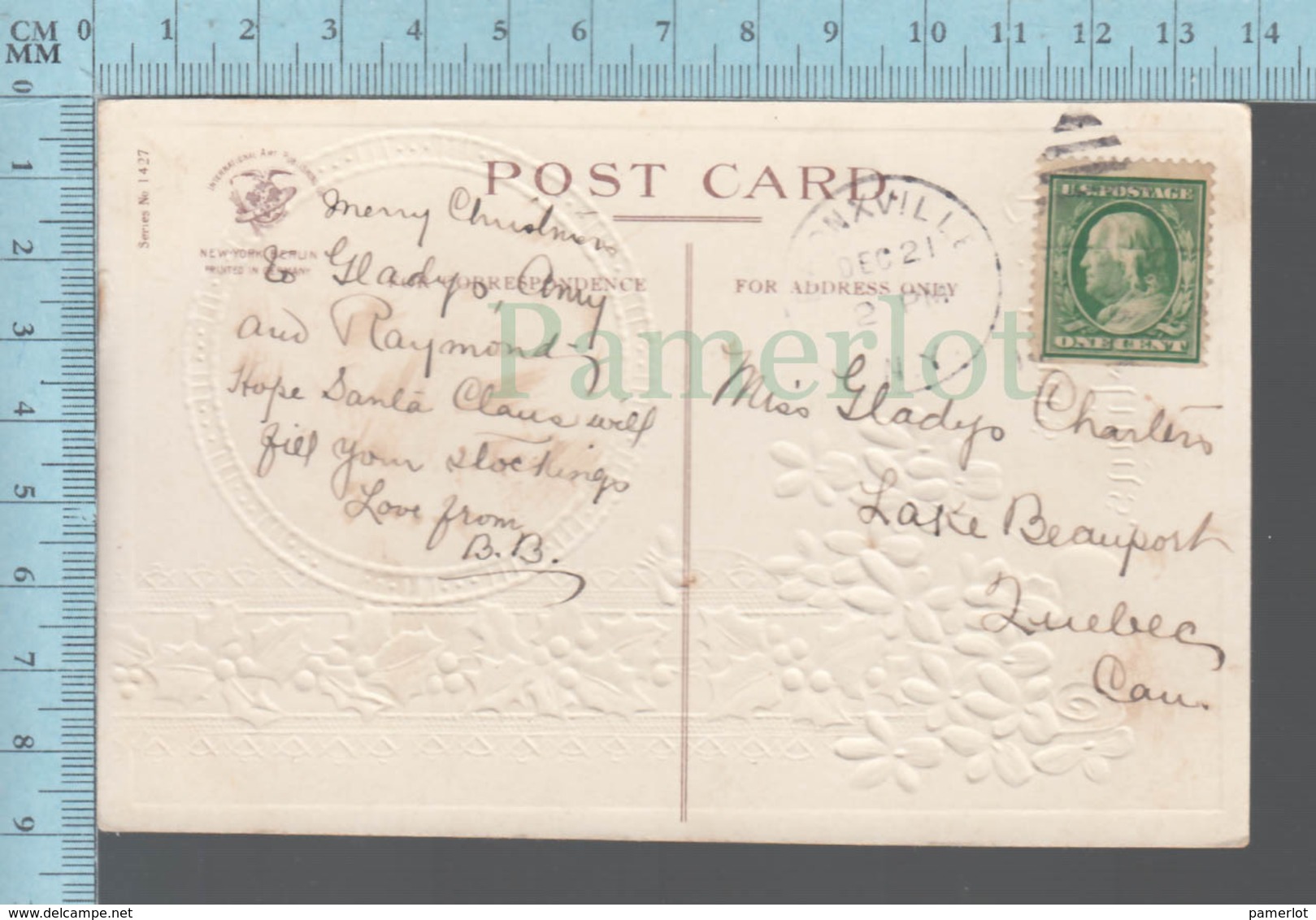 CPA -  Christmas Greetings, House, Canberge, Cover: Bronxville N.Y. C: 1920   With USA Stamp - Autres & Non Classés