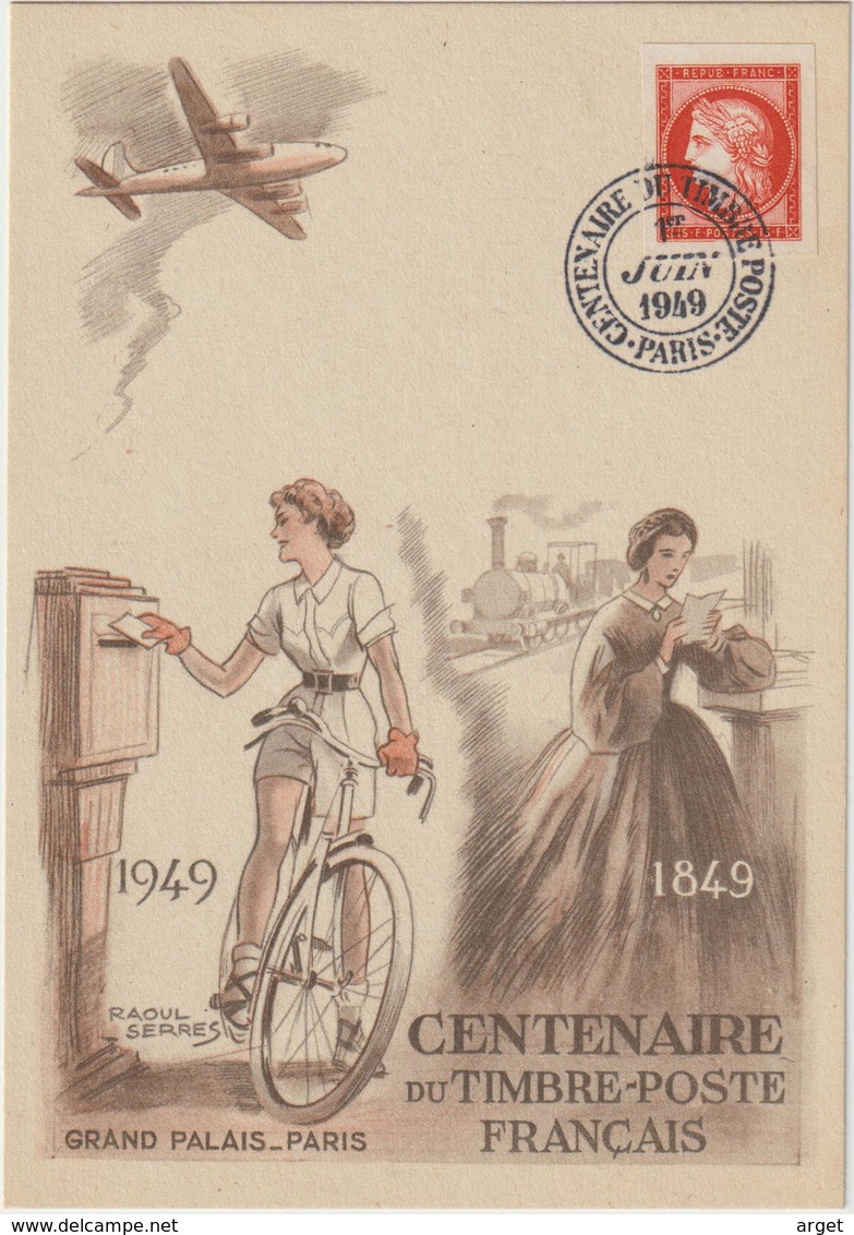 Carte-Maximum FRANCE N° Yvert 830 (CERES ) Obl Sp Centenaire Du Timbre 1949 (Ed Blondel) - 1940-1949