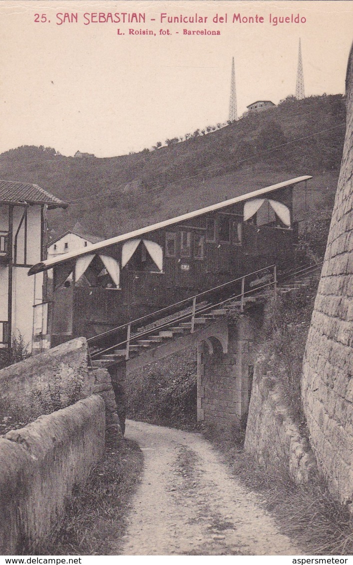 SAN SEBASTIAN. FUICULAR DEL MONTE IGUELDO. L. ROISIN. CIRCA 1900-BLEUP - Guipúzcoa (San Sebastián)