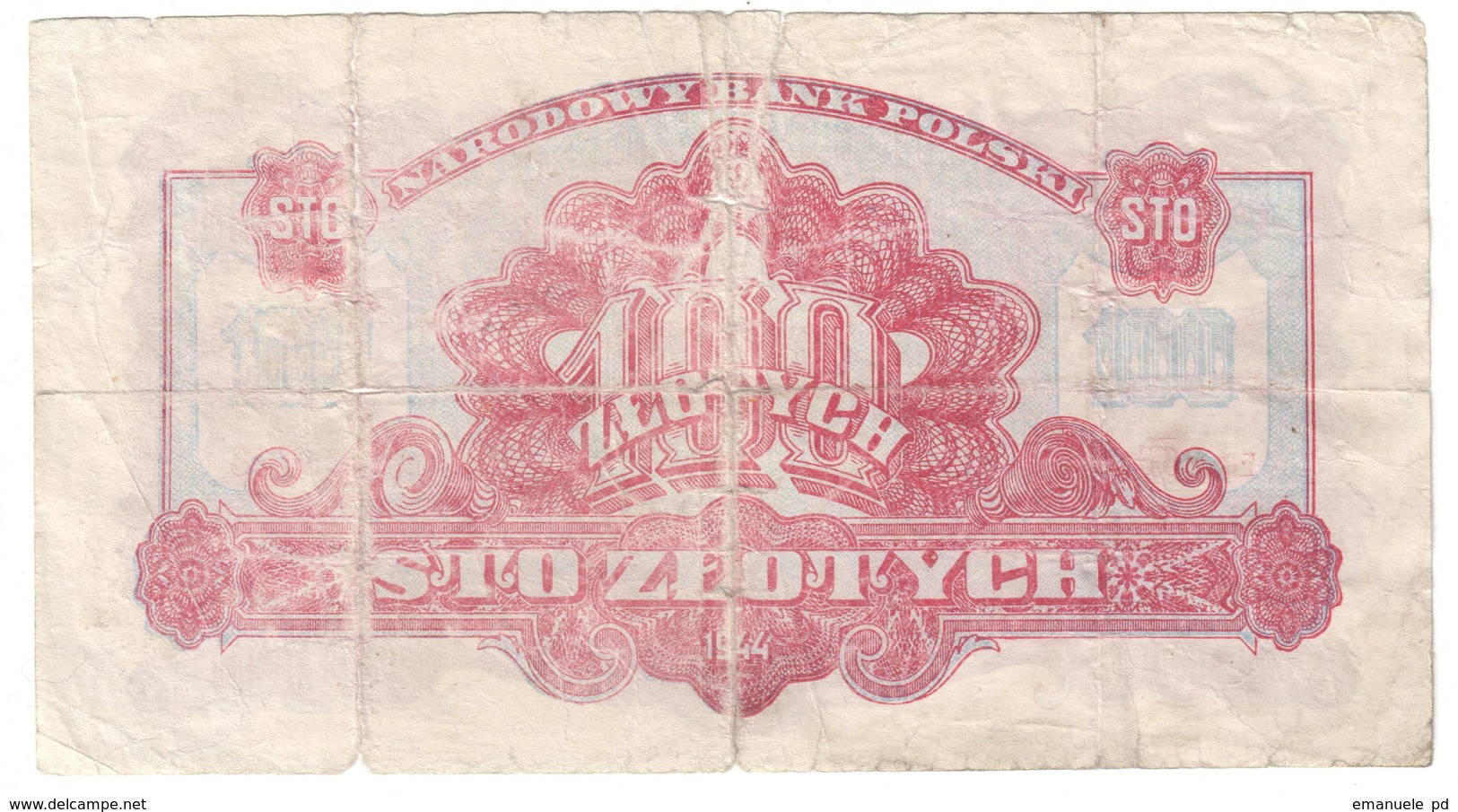 Poland 100 Zlotych 1944 - Pologne