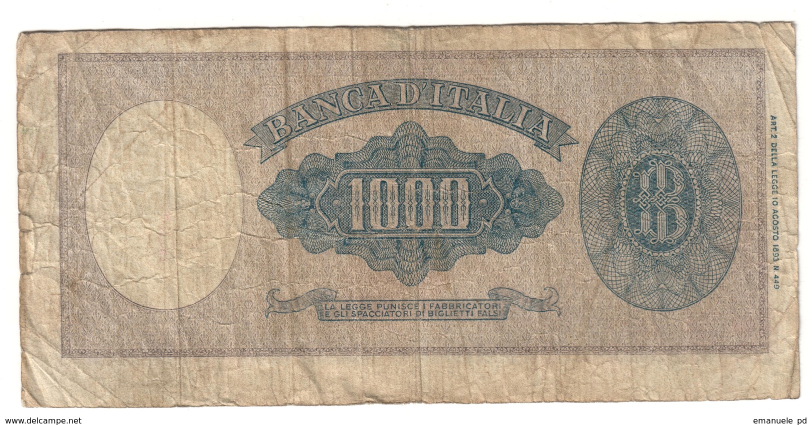 Italy 1000 Lire 20/03/1947 Testina - 1000 Lire