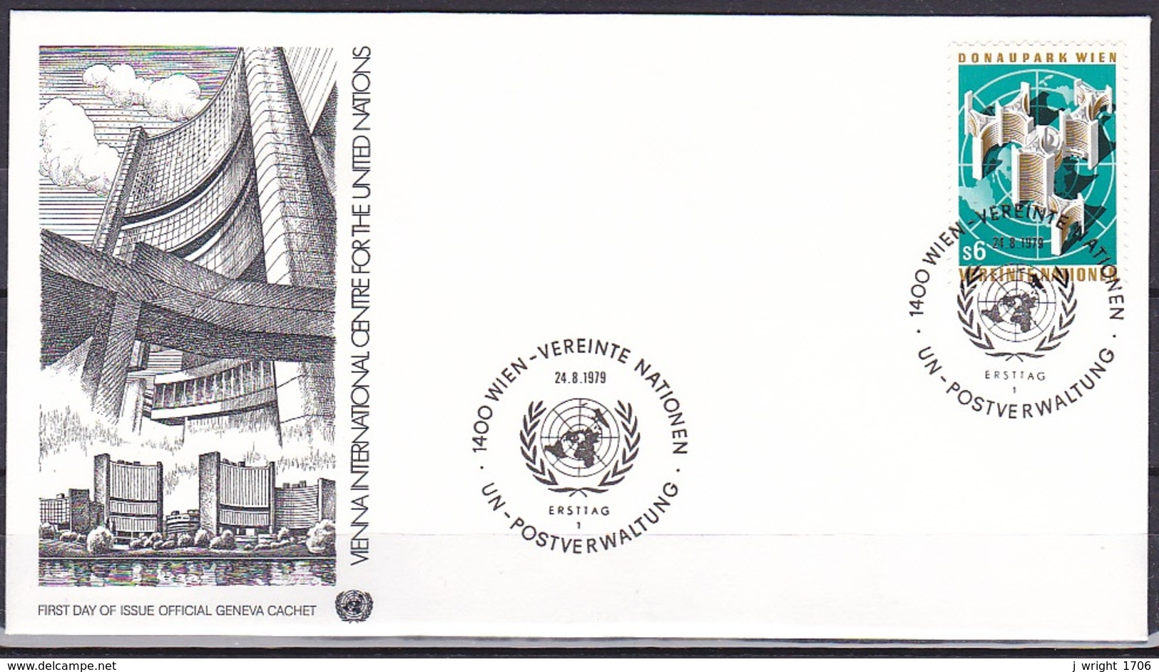 UN/Vienna/1979 - Donaupark - 6 S - FDC Geneva Cachet - FDC