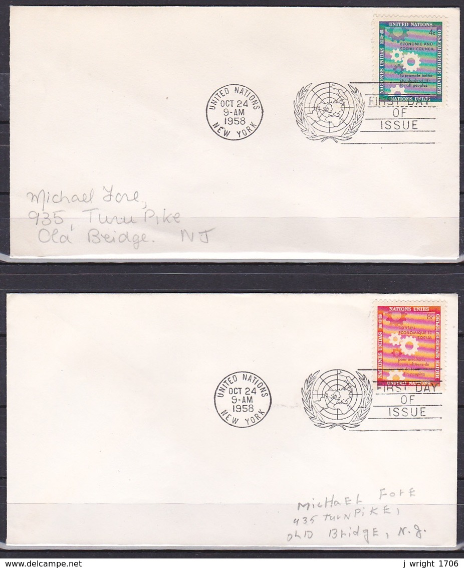 UN/New York/1958 - Economic & Social Council - Set- 2 X FDC - FDC