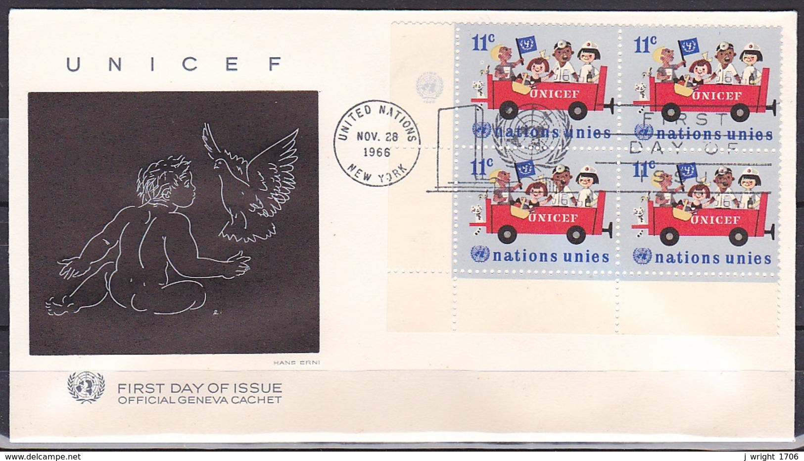 UN/New York/1966 - UNICEF - 10 C Block - FDC - FDC