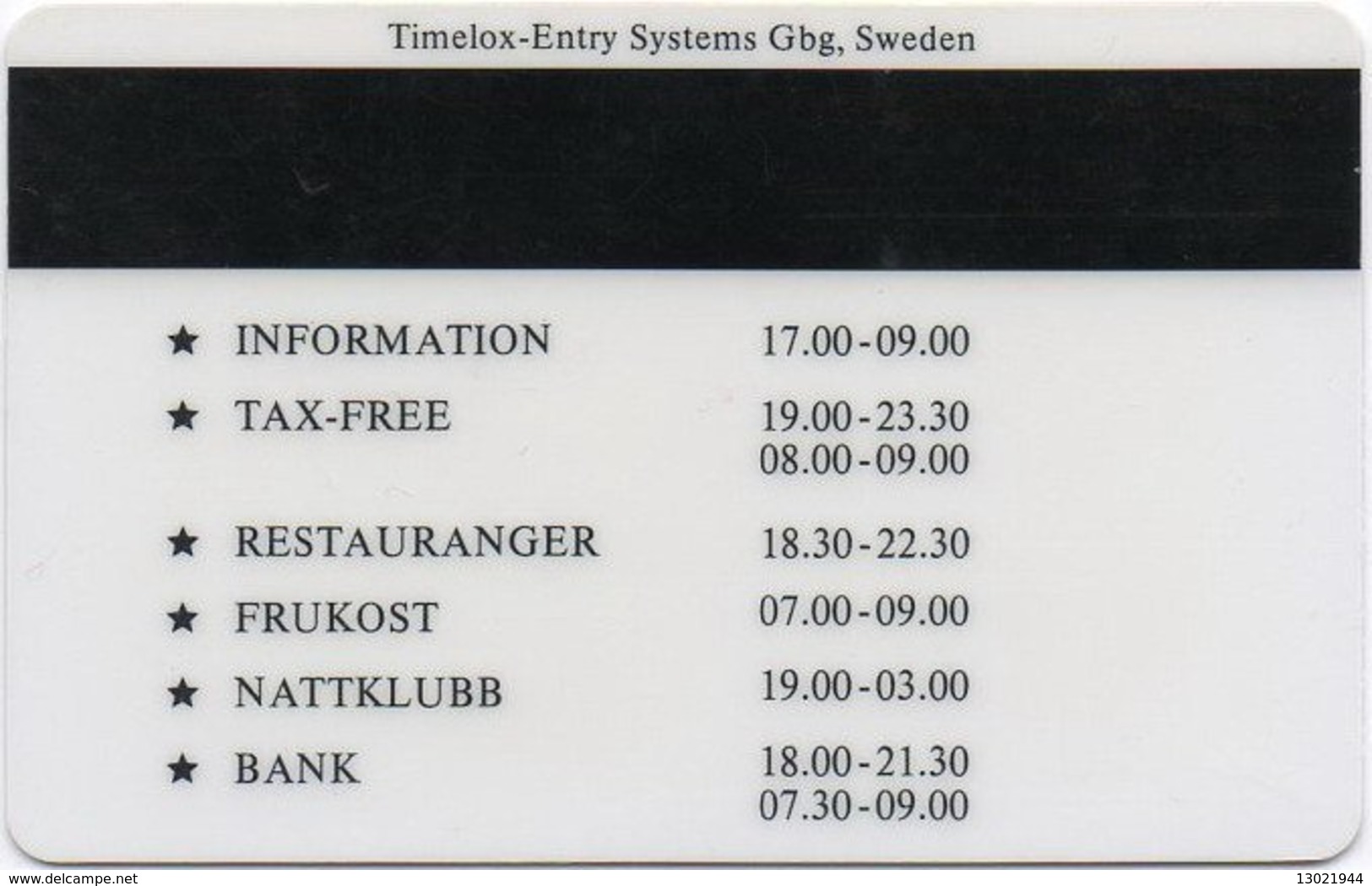 SVEZIA KEY CABIN       Stena Line ( Shipping Company ) - Hotelkarten