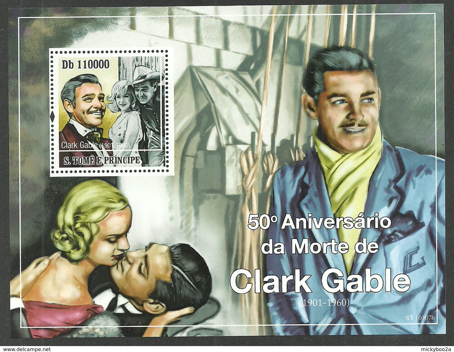 ST THOMAS AND PRINCE 2010 FILMS CLARK GABLE MONROE THE MISFITS M/SHEET MNH - St. Thomas & Prince