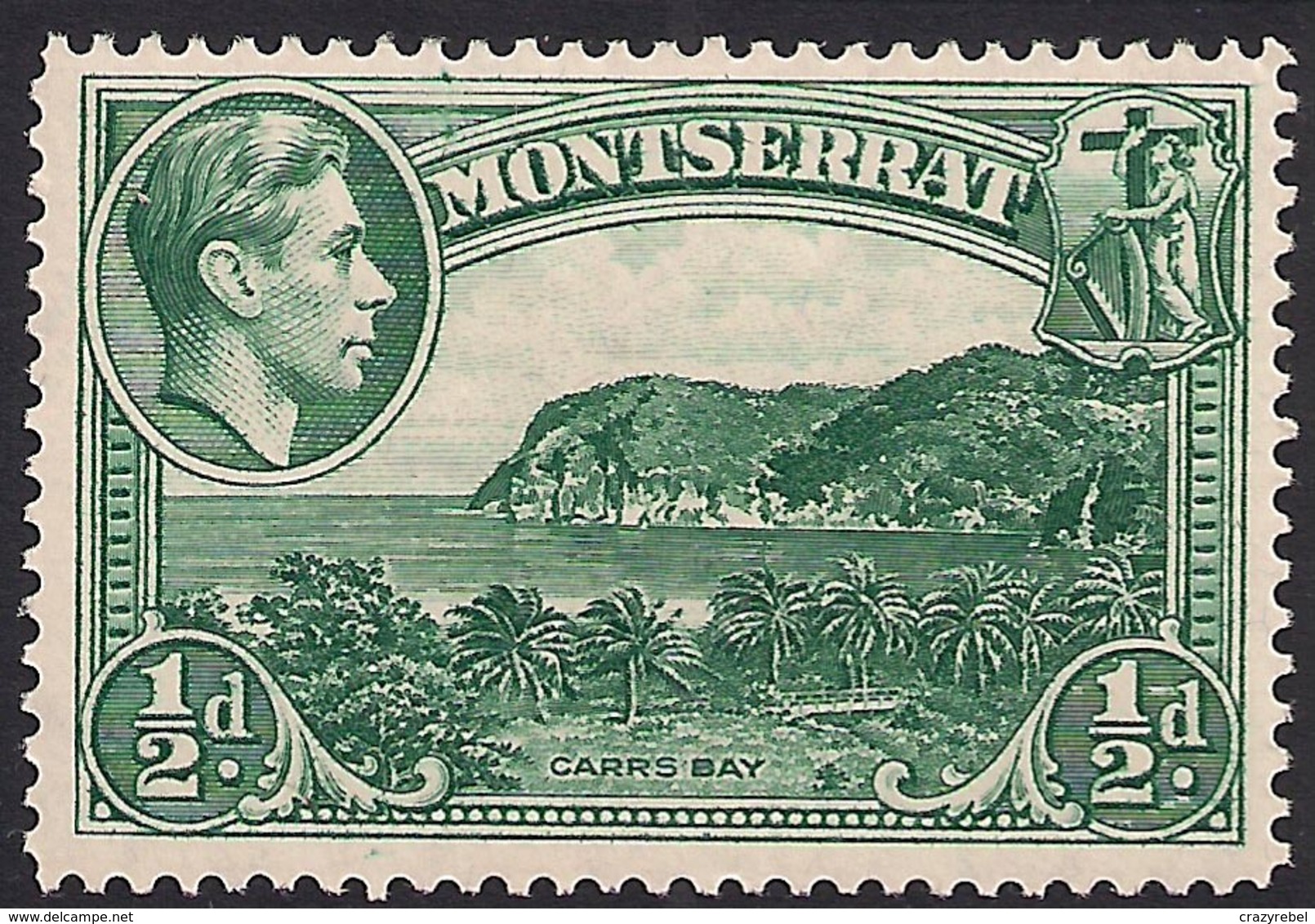 Montserrat 1942 KGV1 1/2d Blue Green MM SG 101a ( K1070 ) - Montserrat