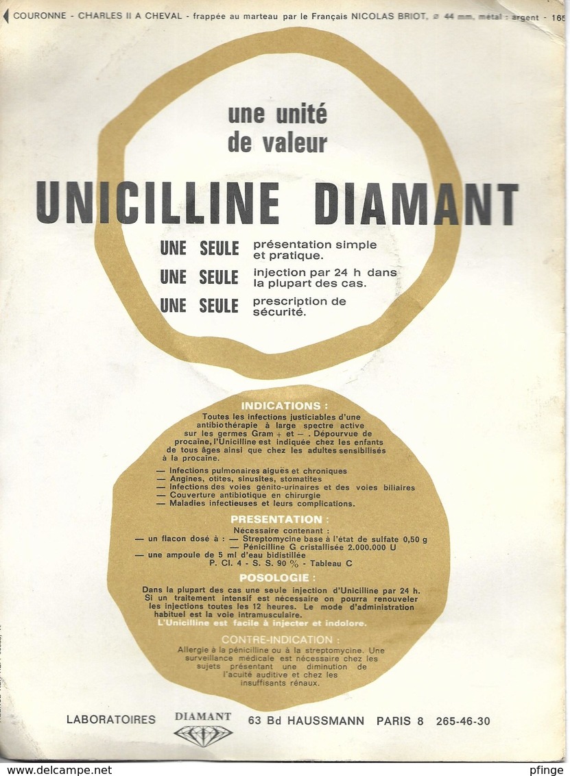 Couronne Charles II à Cheval  - Publicité Médicale Unicilline Diamant - Specimen