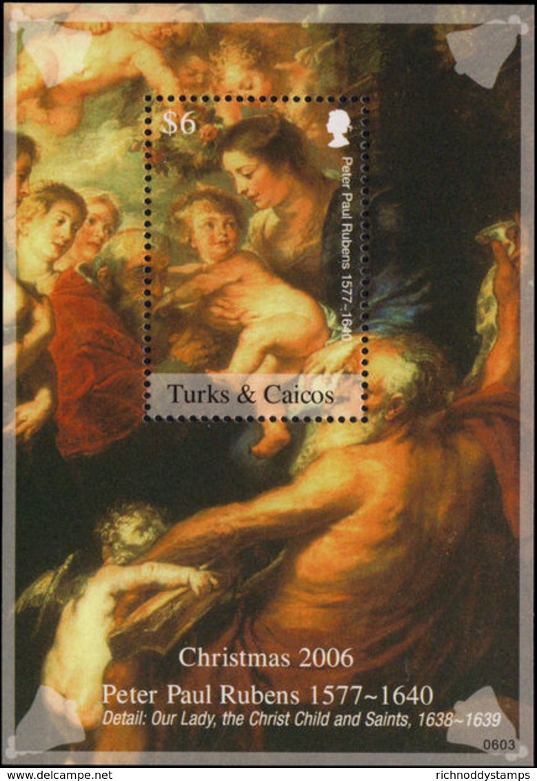 Turks & Caicos Islands 2006 Rubens, Christmas &#36;6 Souvenir Sheet Unmounted Mint. - Turks And Caicos