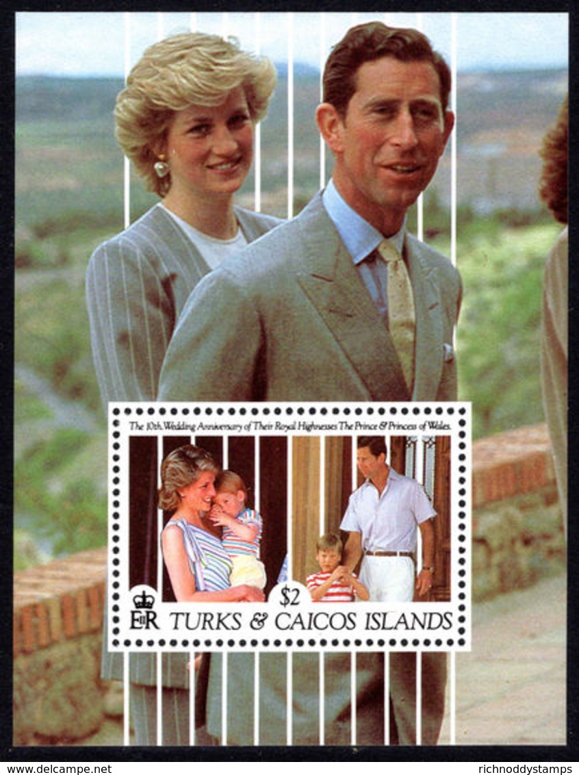 Turks & Caicos Islands 1991 Prince Of Wales Wedding Anniversary Souvenir Sheet Unmounted Mint. - Turks And Caicos