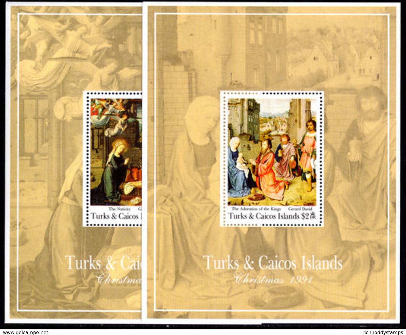 Turks & Caicos Islands 1991 Christmas Souvenir Sheet Set Unmounted Mint. - Turks And Caicos
