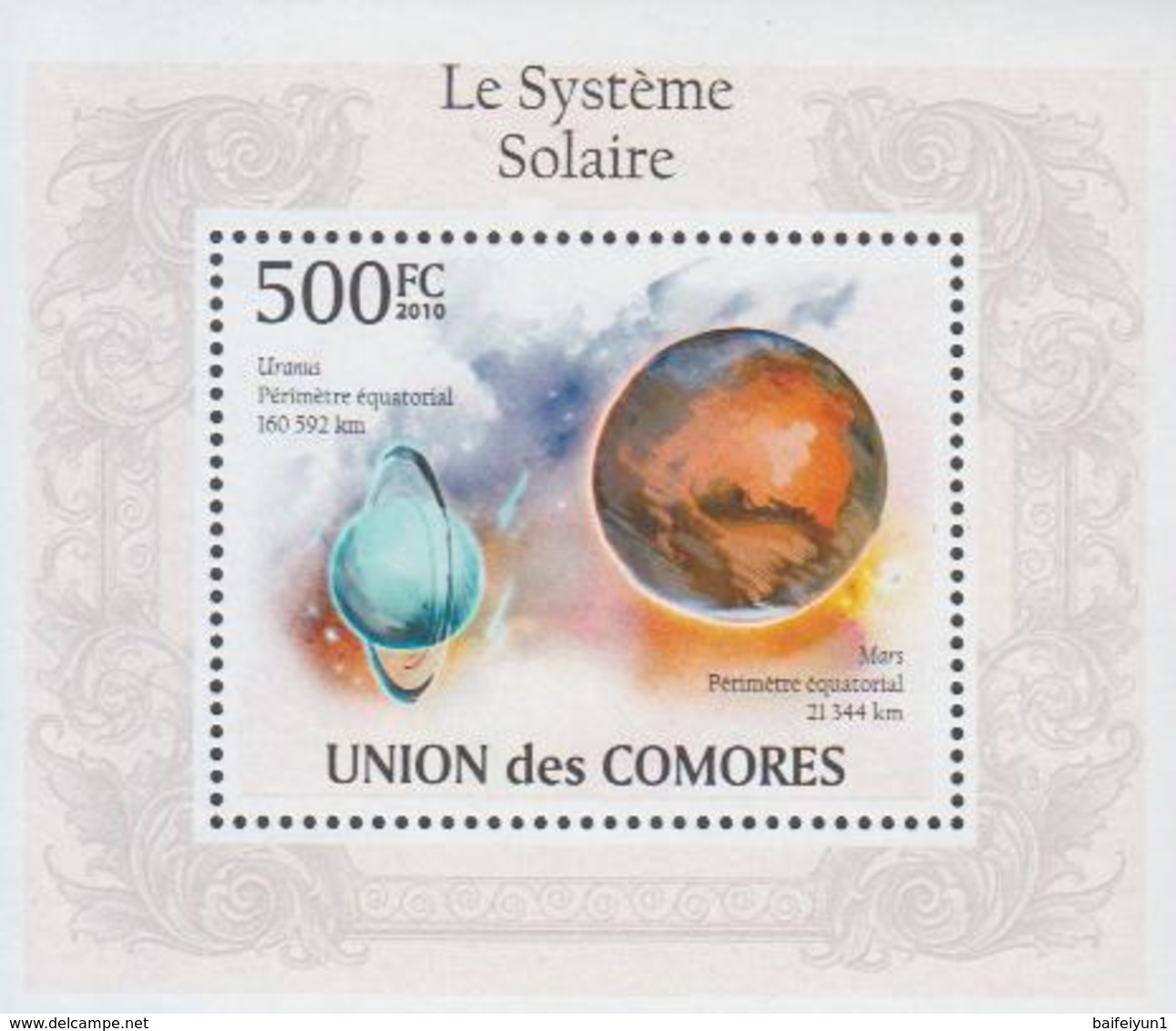 2010 Comores  Stamps  Solar System 4 S/S - Astrologie