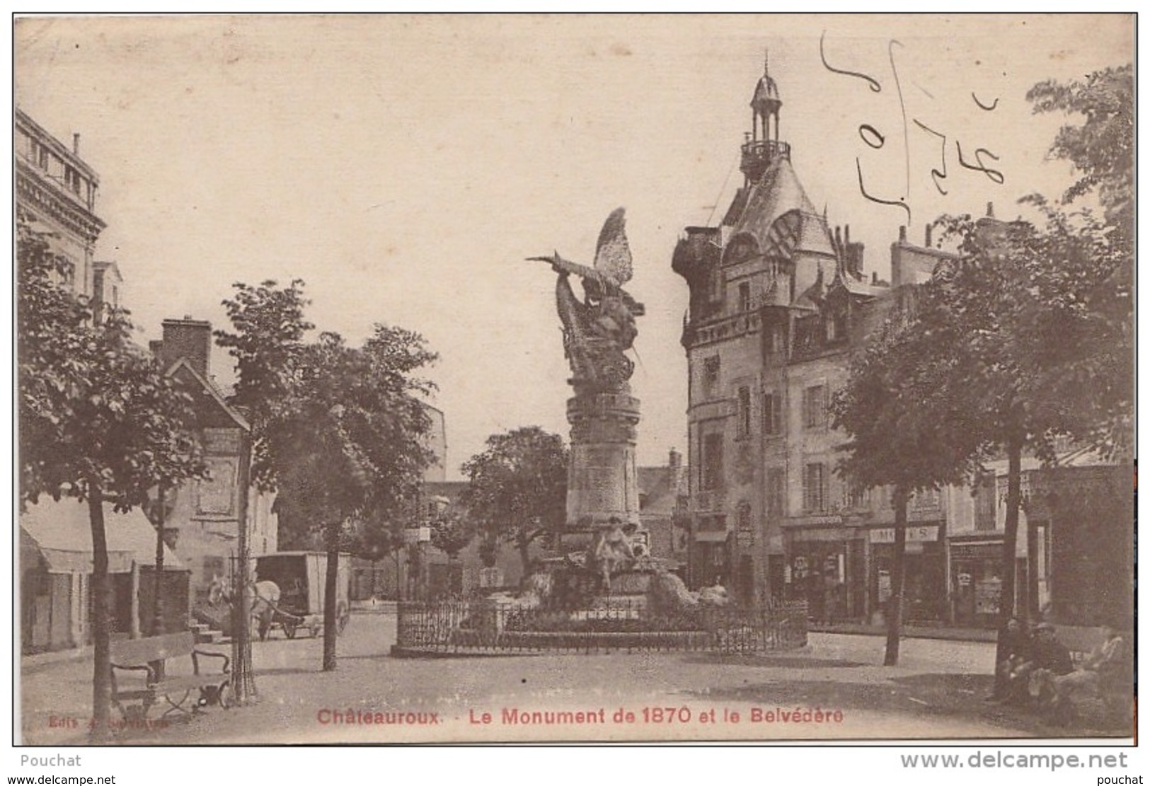 PA3- 36) CHATEAUROUX - LE MONUMENT DE 1870 ET LE BELVEDERE  - (ANIMÉE  -2 SCANS) - Chateauroux