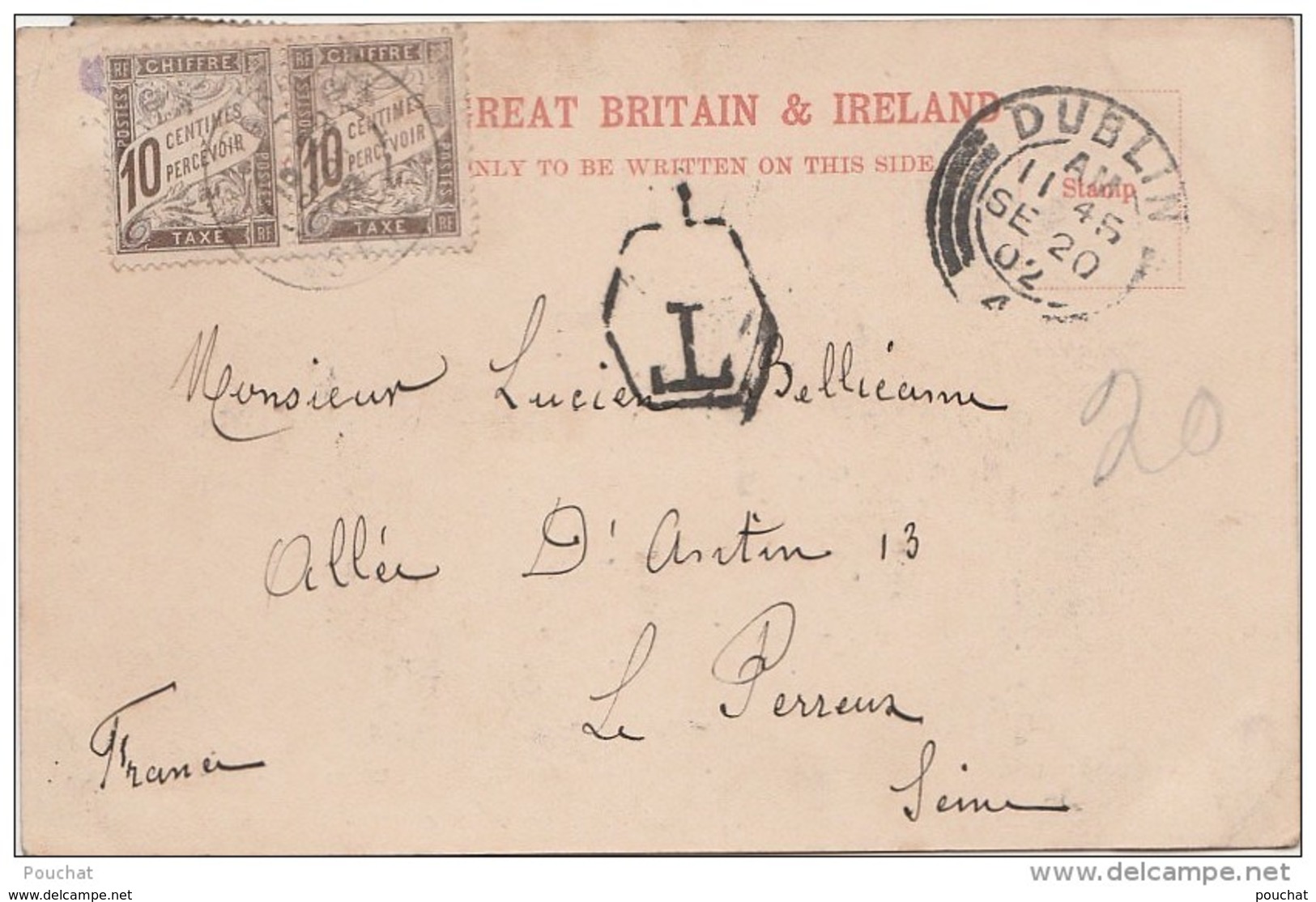Q2- DUBLIN  - CUSTOM  HOUSE  - (OBLITERATION DE 1902 - TIMBRES TAXE AU DOS  - 2 SCANS) - Dublin