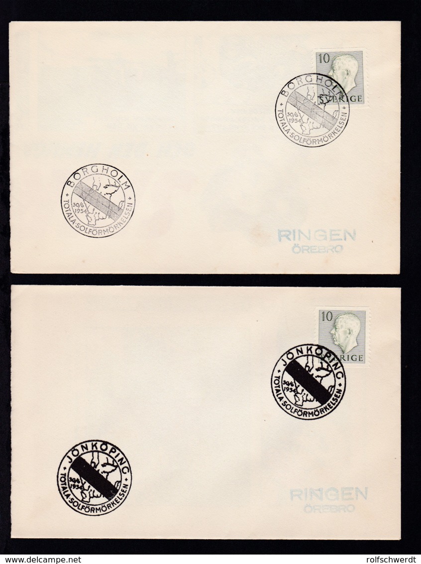 4 Briefe Mit Sonderstempeln Zur Totalen Sonnenfinsternis Am 30.6.1954 Der Orte - Enteros Postales