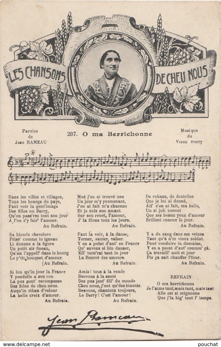 W15- 18) LES  CHANSONS DE CHEU NOUS , JEAN RAMEAU - O MA BERRICHONNE -  BERRY - MUSIQUE - FOLKLORE - (2 SCANS) - Autres & Non Classés