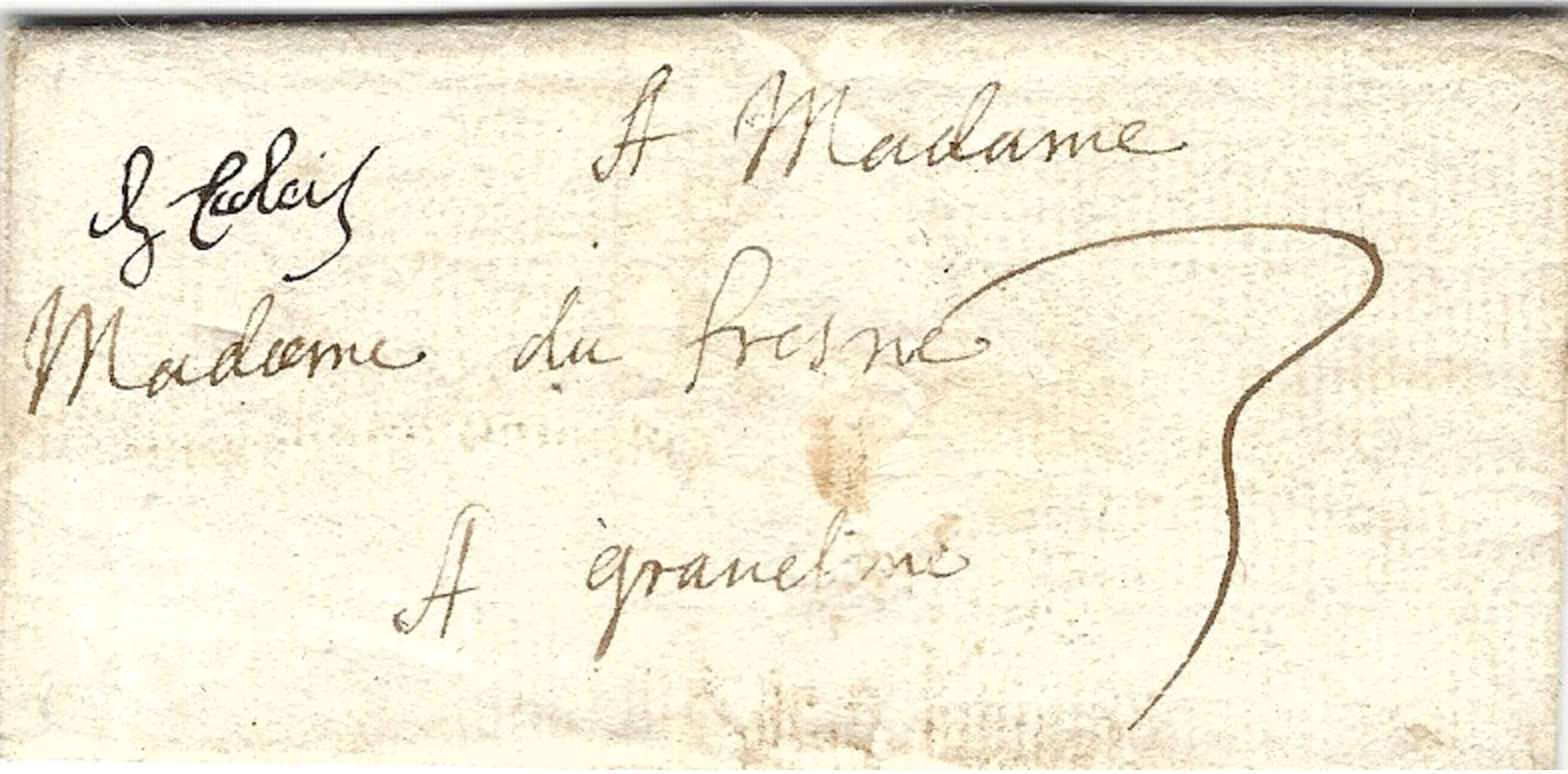 1723- Lettre De  " De Calais " Manuscrit Taxe 3 Sols Pour Gravelines - 1701-1800: Precursors XVIII