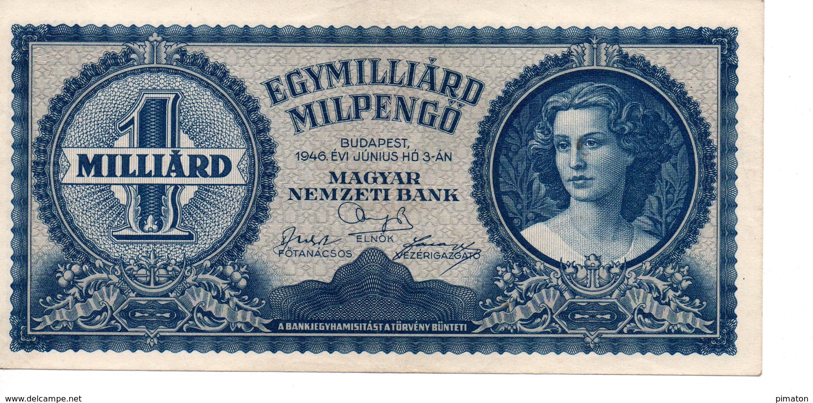 EGYMILLIARD  PENGO  BUDAPEST 1946 - Hongrie