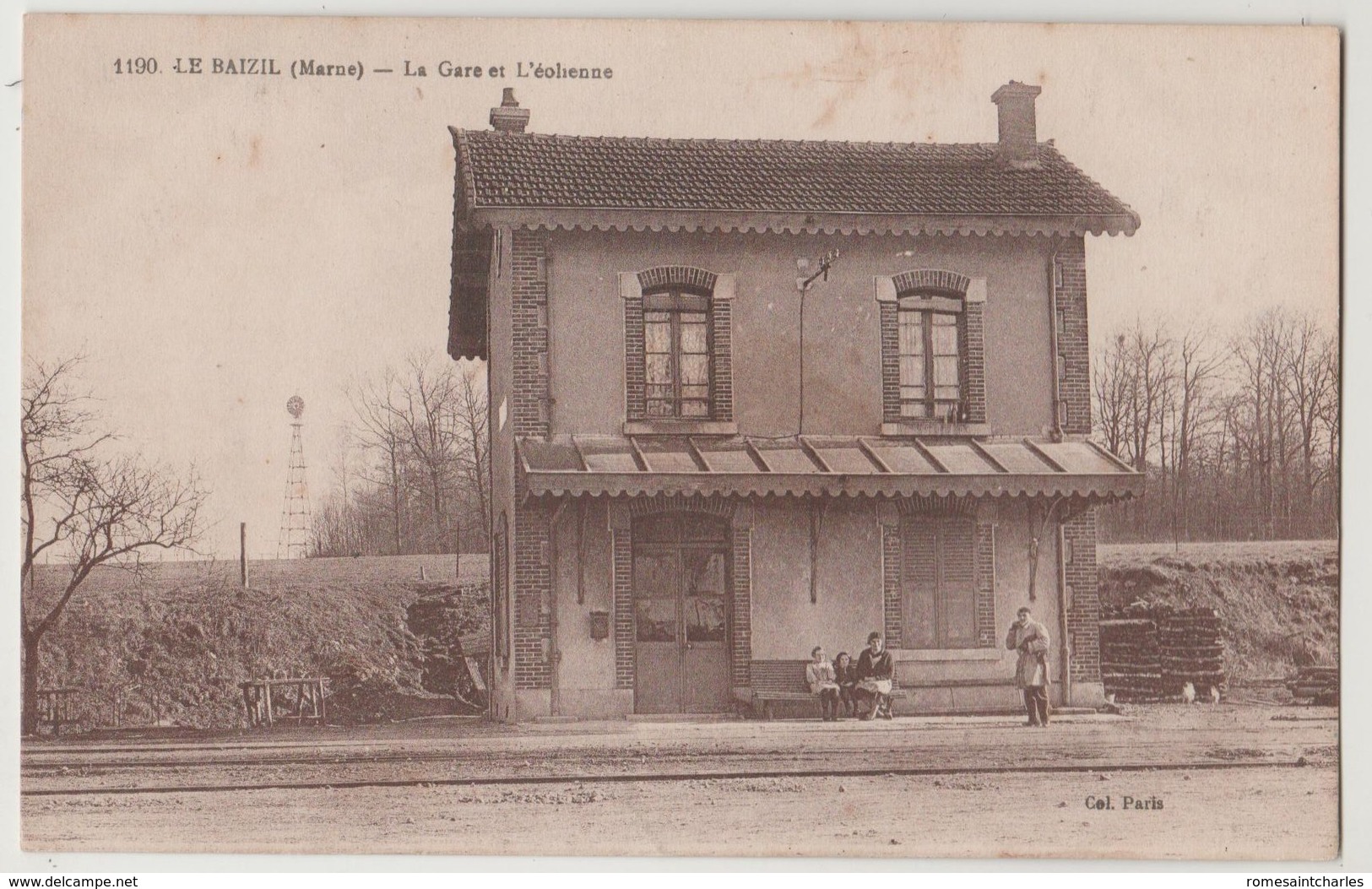 CPA 51 LE BAIZIL La Gare Et L' Eolienne - Autres & Non Classés