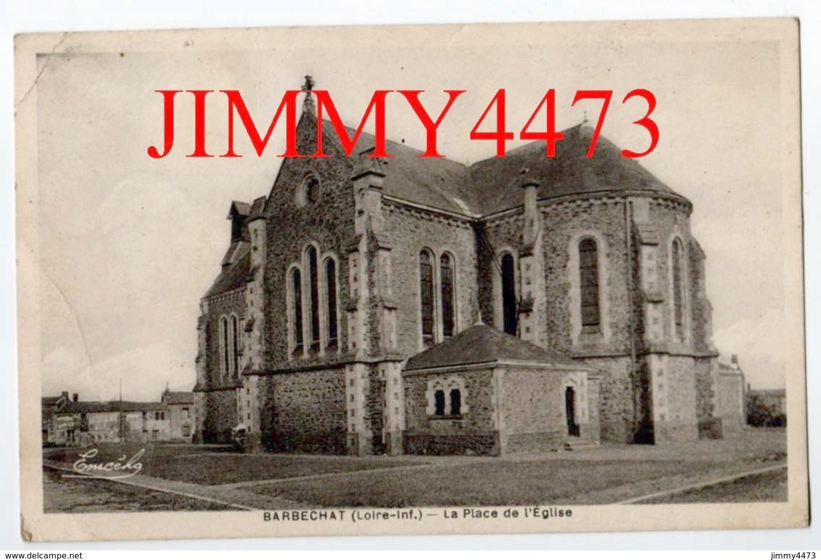 CPA - La Place De L' Eglise En 1945 - BARBECHAT ( Canton De Vallet - Arr. De Nantes ) 44 Loire Inf. - Edit. M. Chrétien - Nantes