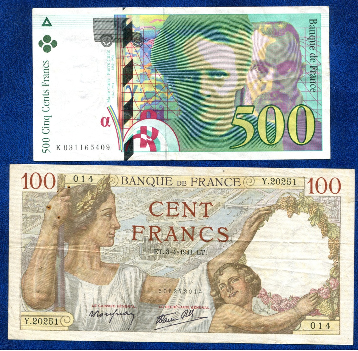 LOT 2 BILLETS FRANCE 500FR-100FR - Autres & Non Classés