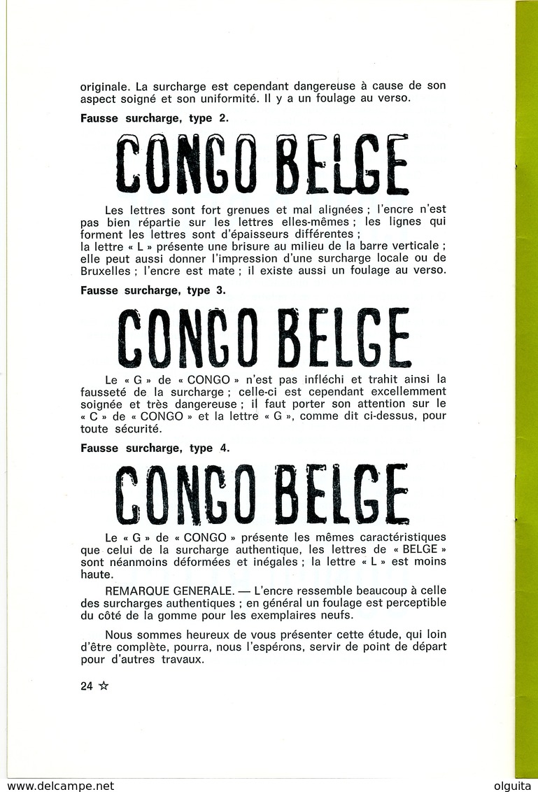 938/25 - CONGO BELGE Fascicule Les Surcharges Congo Belge 1909, Par Roland Ingels , 24 P. , 1977 , Etat NEUF - Kolonies En Buitenlandse Kantoren