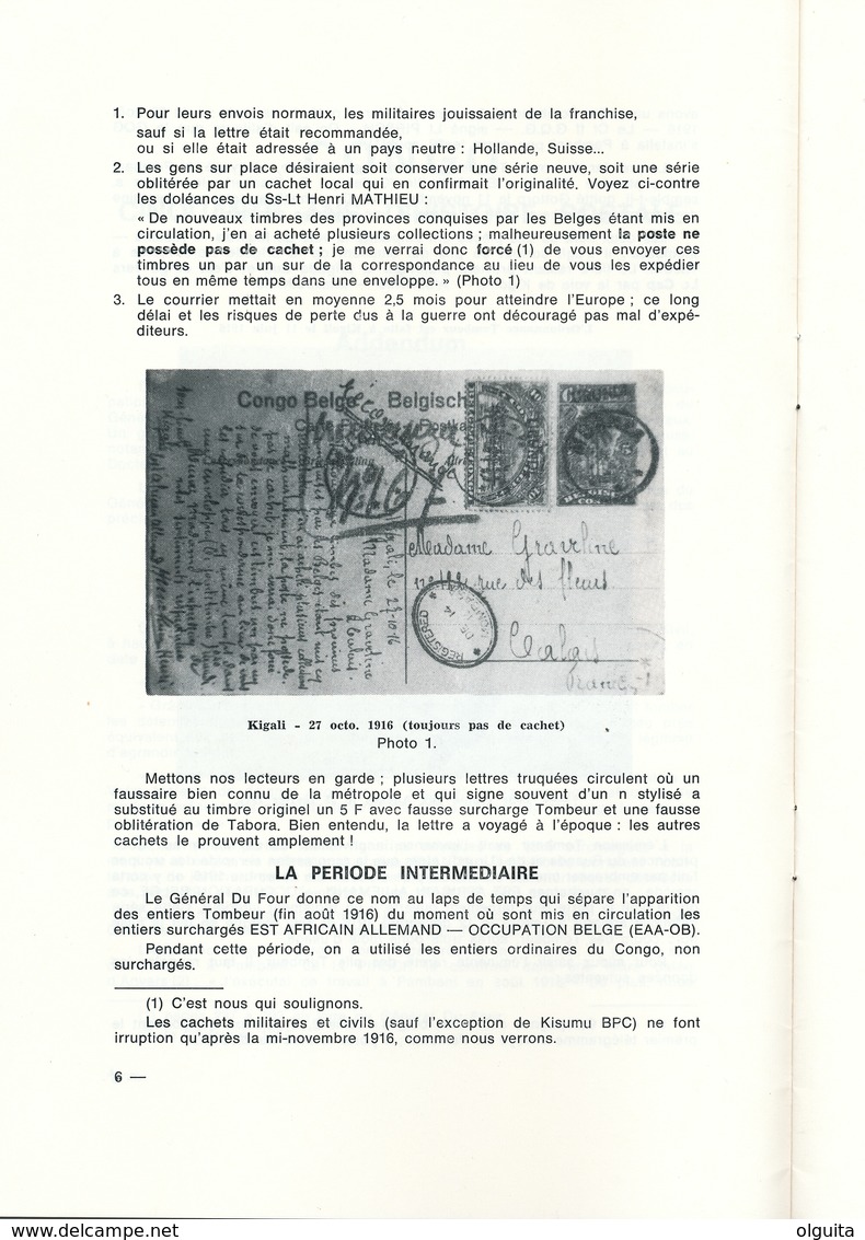 939/25 - CONGO BELGE Fascicule Campagnes Belges En EST AFRICAIN 1916/18, Par L' Abbé Gudenkauf , 18 P. , 1981 , Etat TTB - Colonies Et Bureaux à L'Étranger