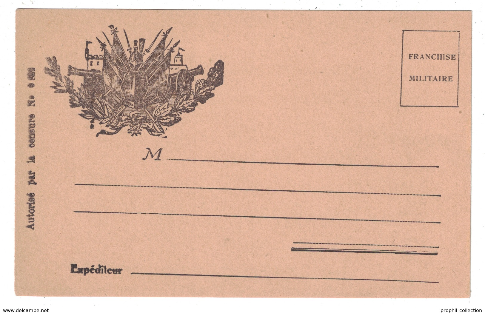 WW1 - CARTE DE FRANCHISE MILITAIRE NEUVE (TB ÉTAT) Avec MENTION " AUTORISÉ PAR LA CENSURE " DRAPEAUX CANONS FORT - Lettres & Documents