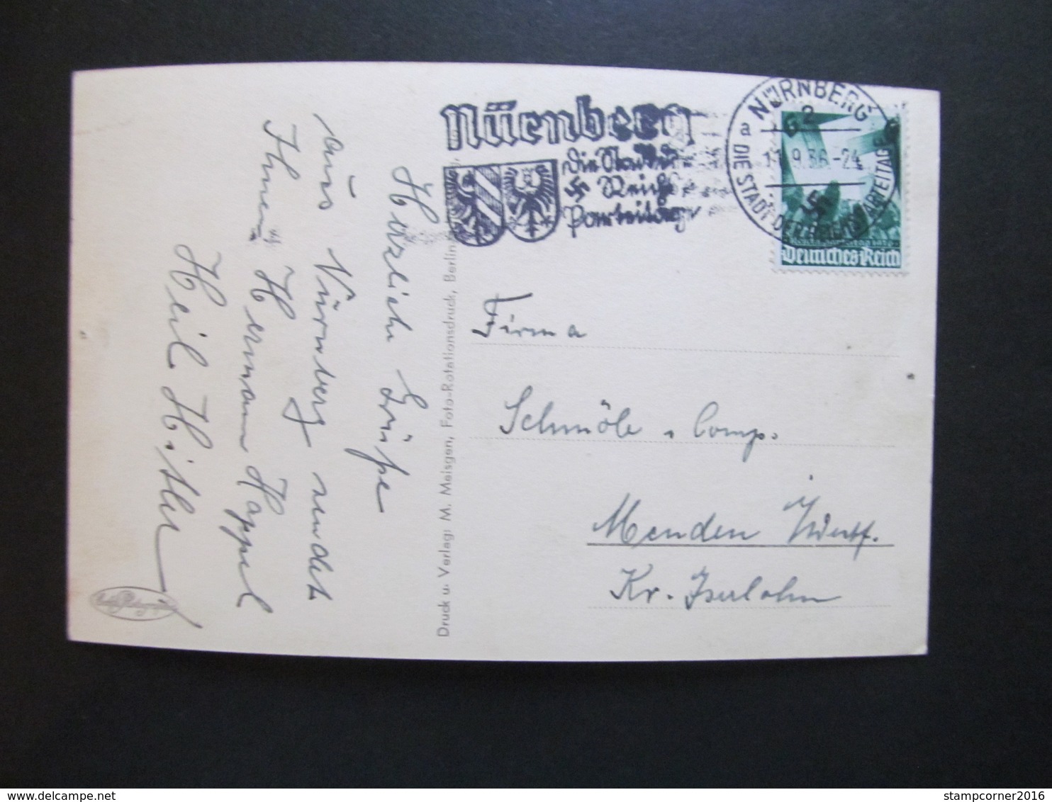 PK Postkart Hitler, 1936, Sonderstempel *DEL2095* - Guerra 1939-45