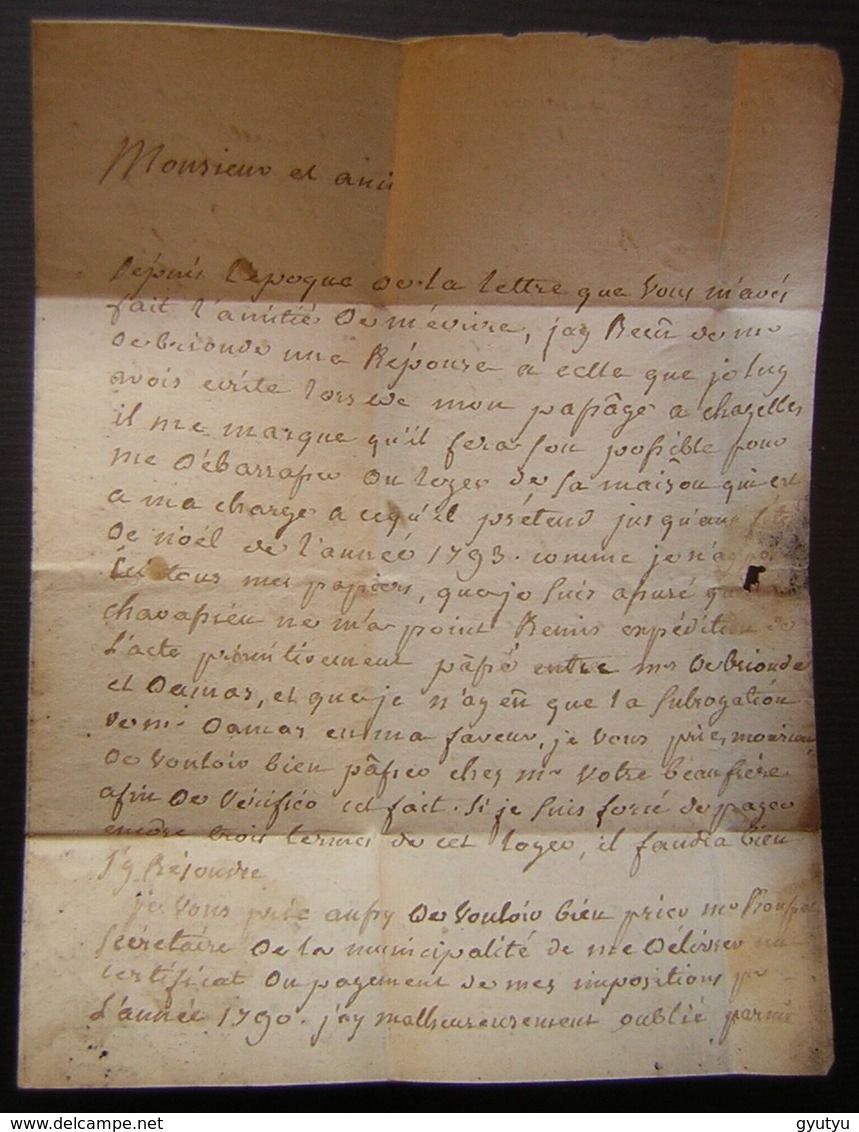 1792 Marque Ass. Nationale.3 Et Marque Rouge Sur Une Lettre Traitant De La Révolution, Vote De La Déchéance Du Roi Etc.. - 1701-1800: Précurseurs XVIII