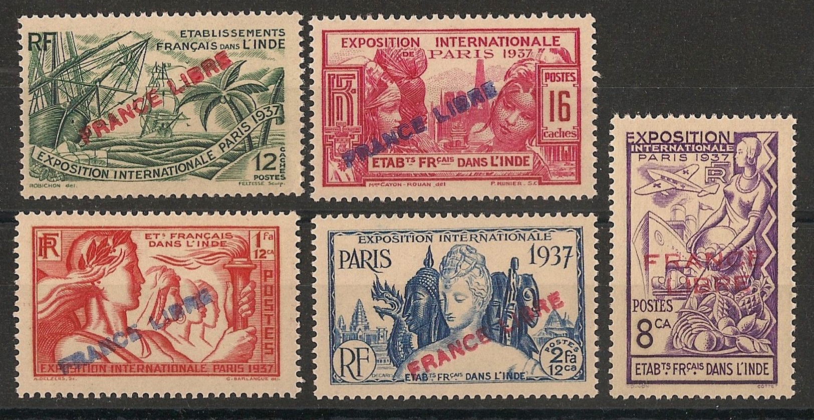 Inde - 1941 - N°Yv. 152 à 156 - France Libre - 5 Valeurs - Neuf * / MH VF - Neufs