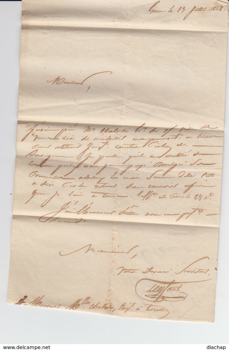 Sur Pli Avec Correspondance Grand CAD Exideuil 23 Du 24 Juil. 1848. B2 Dans Cercle. Oblitération Manuelle. (908) - 1801-1848: Précurseurs XIX